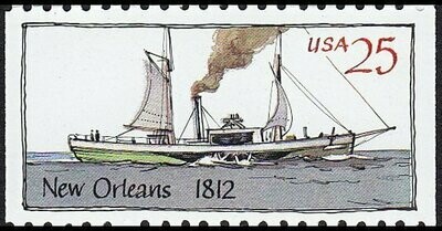 Francobollo - Stati Uniti -Steamboats New Orleans, 1812 25 C - 1989 - Usato
