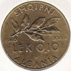 Moneta - Albania -  0.1 lek - 1940