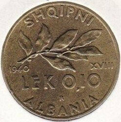 Moneta - Albania - 0.1 lek - 1940