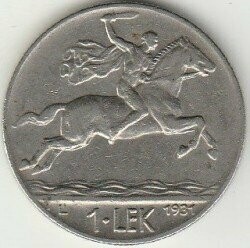 Moneta - Albania -  1 lek - 1931