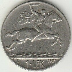 Moneta - Albania - 1 lek - 1931