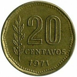 Moneta - Argentina -  20 centavos - 1971