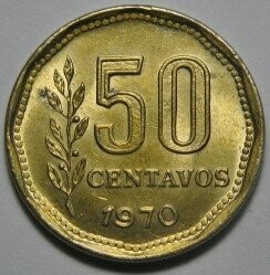 Moneta - Argentina -  50 centavos - 1970