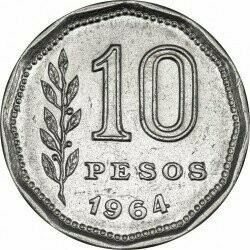 Moneta - Argentina -  10 pesos - 1964