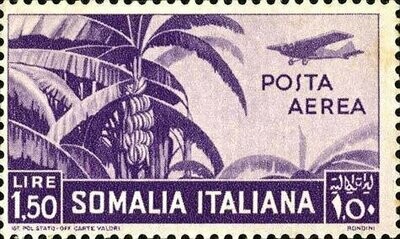 Francobollo - Somalia - African subjects - airmail - 1,5 L - 1936 - Usato Francobollo - Somalia - African subjects - airmail - 1,5 L - 1936 - Usato