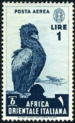 Francobollo - Africa orientale italiana (AOI) - Bateleur Eagle (Terathopius ecaudatus) - 1 L - 1938 - Usato