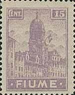 Francobollo - Fiume - Clock-tower of the City Hall in Fiume - FIUME - 15 C - 1919 - Usato