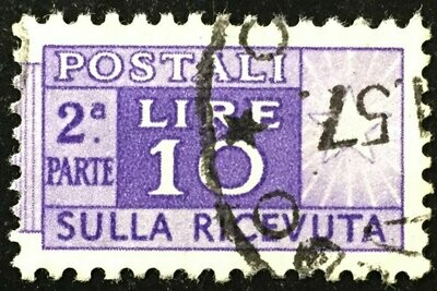 Francobollo - Rep. Italia - Pacchi postali "sulla ricevuta" - 10 L - 1955 - Usato