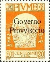 Francobollo - Fiume - Gabriele D´Annunzio Overprint "Governo Provvisorio" - 20 C - - 1921 - Usato
