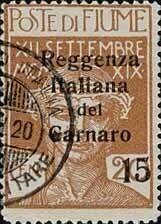 Francobollo - Fiume - Overprint "Reggenza Italiana del Carnaro" -  20 C -/  15 C - 1920 - Usato