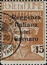 Francobollo - Fiume - Overprint "Reggenza Italiana del Carnaro" - 20 C -/ 15 C - 1920 - Usato