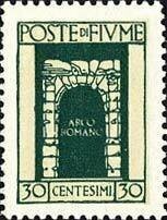 Francobollo - Fiume - Roman arch - 30 C - 1923 - Usato