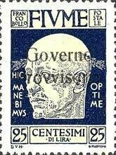 Francobollo - Fiume - Gabriele D´Annunzio Overprint "Governo Provvisorio" -  25 C - 1921 - Usatoo