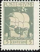 Francobollo - Fiume - Venetian Caravelle - 5 C - 1923 - Usato