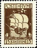 Francobollo - Fiume - Venetian Caravelle -  15 C - - 1923 - Usato