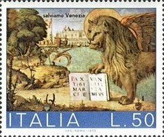 Francobollo - Rep. Italia - Painting "Triumph of Venice" by Carpaccio - 50 L - 1973 - Usato