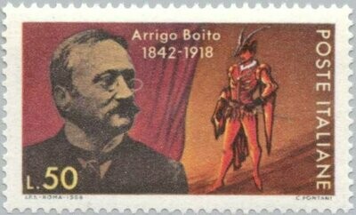 Francobollo - Rep. Italia - 50th Anniversary of the death of Arrigo Boito - 50 L - 1968 - Usato