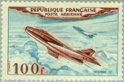 Francobollo - Francia - Mystère IV 100F - 100 FR - 1954 - Usato