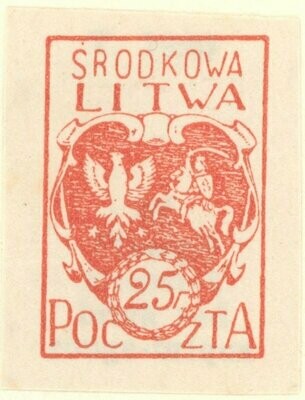 Francobollo - Lituania centrale - Coat of arms - 25 fenig - 1920 -Nuovo