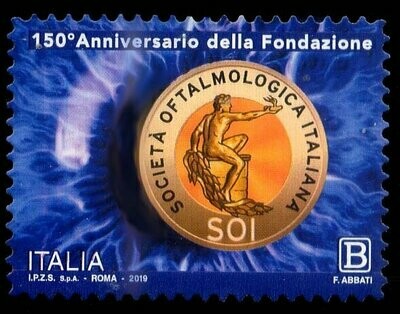 Francobollo - Rep. Italia - 150th Anniversary of the Italian Opthamological Association su frammento - B - 2019 - Usato