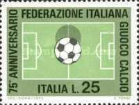 Francobollo - Rep. Italia - Football field and ball - 25 L - 1973 - Usato