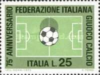 Francobollo - Rep. Italia - Football field and ball - 25 L - 1973 - Usato Francobollo - Rep. Italia - Football field and ball - 25 L - 1973 - Usato