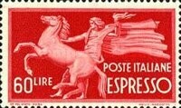 Francobollo - Rep. Italia - Horse and torch bearer - 60 L - 1947 - Usato