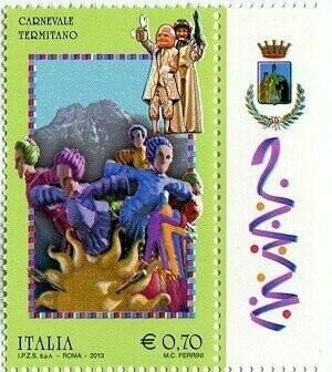 Francobollo - Rep. Italia - Carnival Termitano, Termini Imerese - 0,70€ - 2013 - Usato su frammento