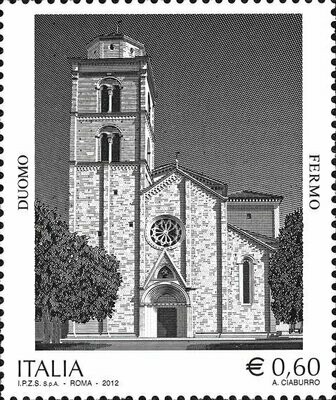 Francobollo - Rep. Italia - Cathedral of Fermo - 0,60 - 2012 - Usato su frammento