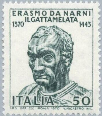 Francobollo - Rep. Italia - Erasmo da Narni, Gattamelata - 50 L - 1970 - Usato