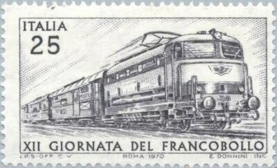 Francobollo - Rep. Italia - Mail Train - Electric Locomotive E444 - 25 L - 1970 - Usato