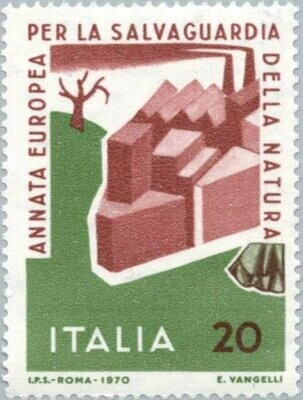 Francobollo - Rep. Italia - Nature Conservation Year - 20 L - 1970 - Usato