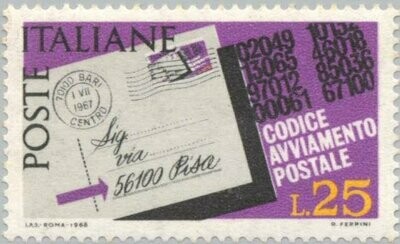 Francobollo - Rep. Italia - Postcard highlighted the postcode - 25 L - 1968 - Usato