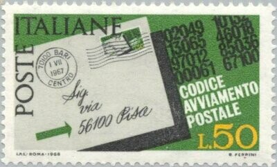 Francobollo - Rep. Italia - Postcard highlighted the postcode - 50 L - 1968 - Usato