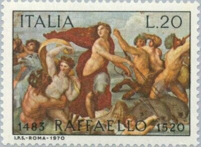 Francobollo - Rep. Italia - Triumph of Galatea (detail), Raphael - 20 L - 1970 - Usato