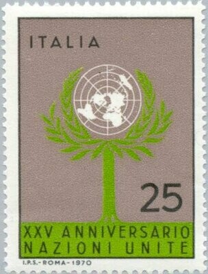 Francobollo - Rep. Italia - United Nations - 25 L - 1970 - Usato