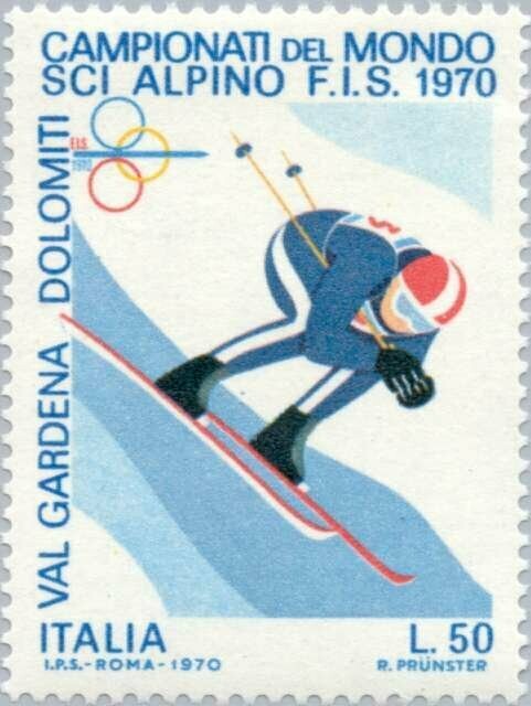 Francobollo - Rep. Italia - World Skiing Championships - 50 L - 1970 - Usato
