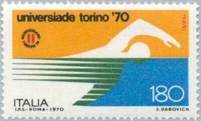 Francobollo - Rep. Italia - World University Games - 180 L - 1970 - Usato