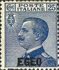 Francobollo - Egeo - Michetti sx Italy Stamps Overprint "EGEO" -  25 C - 1912 - Usato