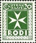Francobollo - Egeo Rodi - Segnatasse croce di malta -  20 C -  1934 - Usato Buono