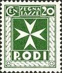 Francobollo - Egeo Rodi - Segnatasse croce di malta - 20 C - 1934 - Usato Buono