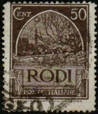 Francobollo - Egeo Rodi - Views- Crusader’s tomb - 50 C - 1938 - Usato