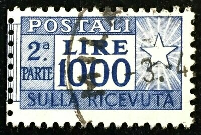 Francobollo - Rep. Italia - Pacchi postali "sulla ricevuta" - 1000 L - 1957 - Usato