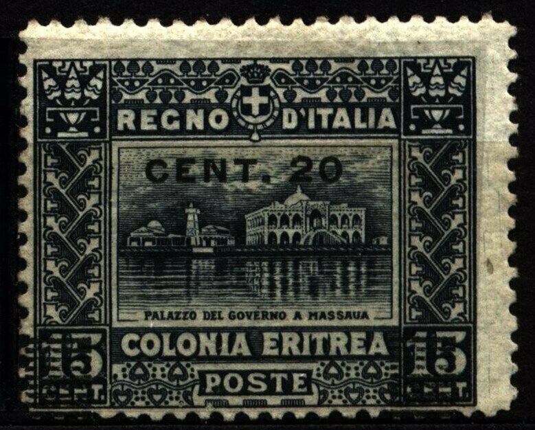 Francobollo - Eritrea - 1910 stamp overprinted in Asmara -  20 C - su  15 C - 1916 - Usato