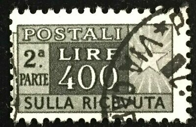 Francobollo - Rep. Italia - Pacchi postali "sulla ricevuta" - 400 L - 1957 - Usato