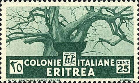 Francobollo - Eritrea - Baobab tree -  25 C -  1933 - Usato