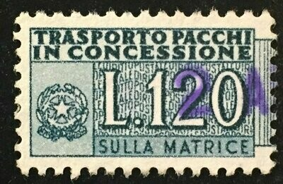 Francobollo - Rep. Italia - Concession Post "sulla matrice" - 120 L - 1958 - Usato