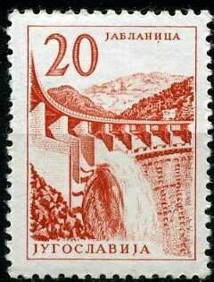 Francobollo - Yugoslavia - Hydroelectric Plant in Jablanica - 20 D - 1959 -
