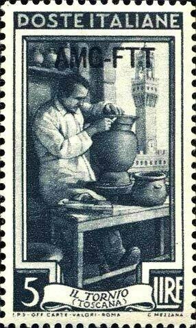 Francobollo - Trieste - Italy at work - 5 L - 1950 - Usato