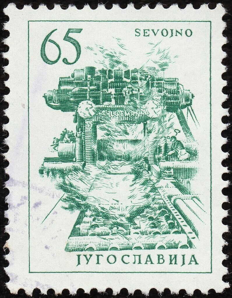 Francobollo - Yugoslavia - Copper rolling mill in Sevojno - 65 D - 1961 -Usato